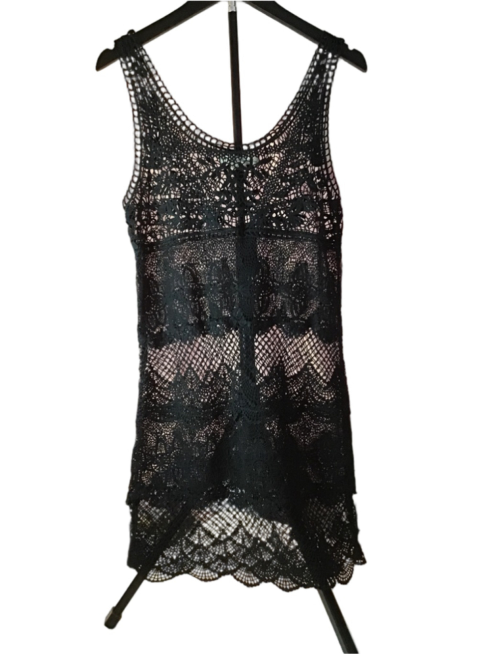 Women's American Eagle Outfitters Black Crochet Tank Top S